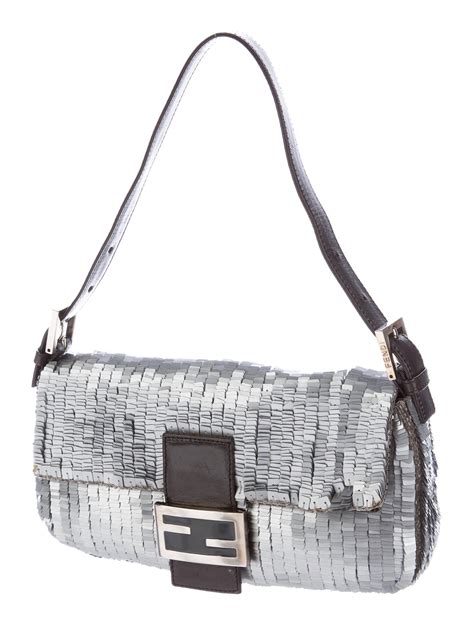 fendi grey purse|Fendi sequin baguette.